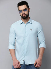 Men Blue Solid Casual Shirt-SHOPPEIMPORT-5222-Blue