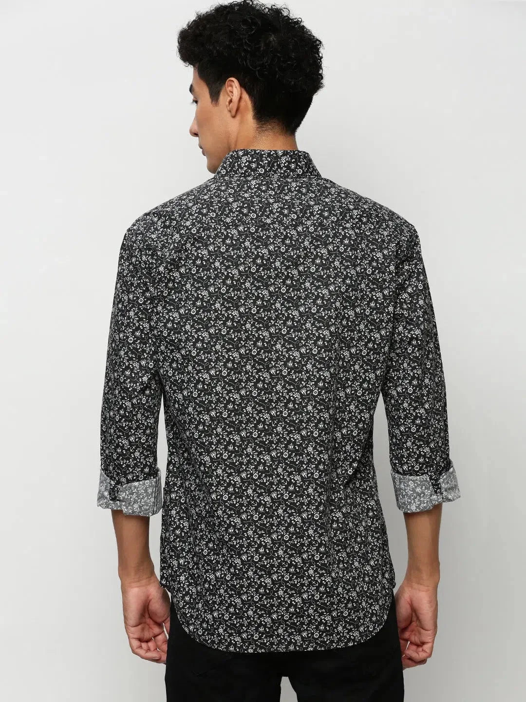 Black Floral Printed Mens Shirt - Stylish Cotton Casual