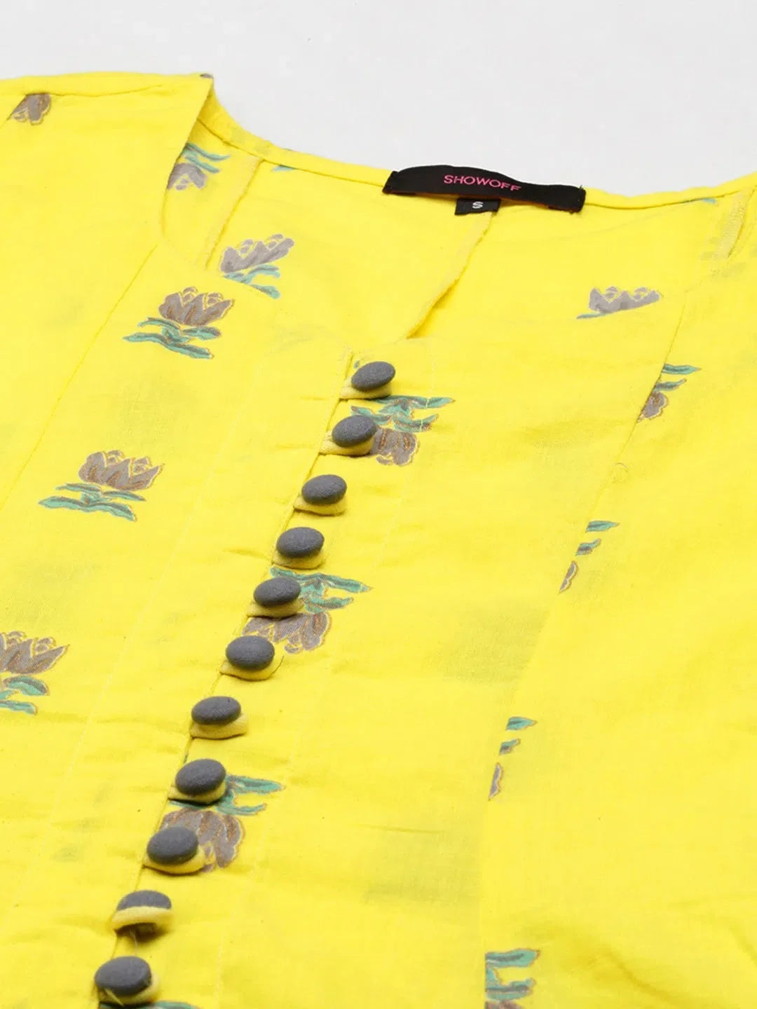Yellow Floral Cotton Kurta Sets | Indian Designer Kurtas