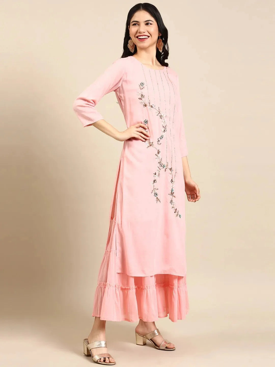 Peach Kurta Set | Women's Designer Indian Kurta Sets