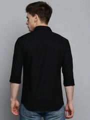Men Black Solid Casual Shirt-KNOXPLAIN-4491-Black
