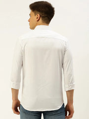 Men White Solid Casual Shirt-PARXPLAINDOBBY-3146-White