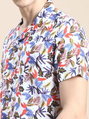 Men White Printed Casual Co ord Set-MARSHALL-1857-White