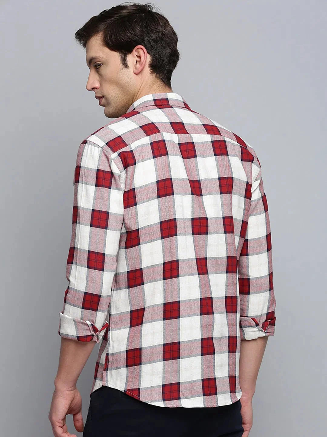 Shop Beige Checked Mens Shirt - Cotton Casual Shirt | DesiQlo