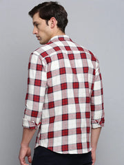 Men Beige Checked Casual Shirt-MARFACHECKS-4434-Beige