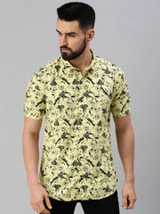 Men Yellow Solid Casual Shirt-ROSEPRINT-1046-Yellow