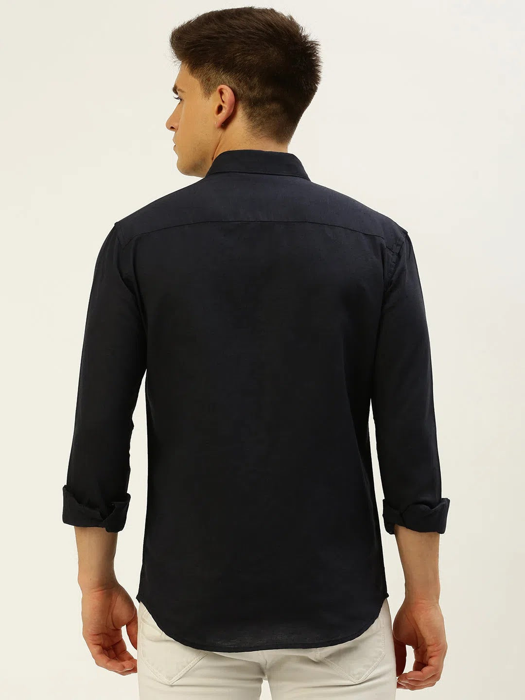 Navy Linen Mens Shirt - Solid Casual Shirt | DesiQlo 