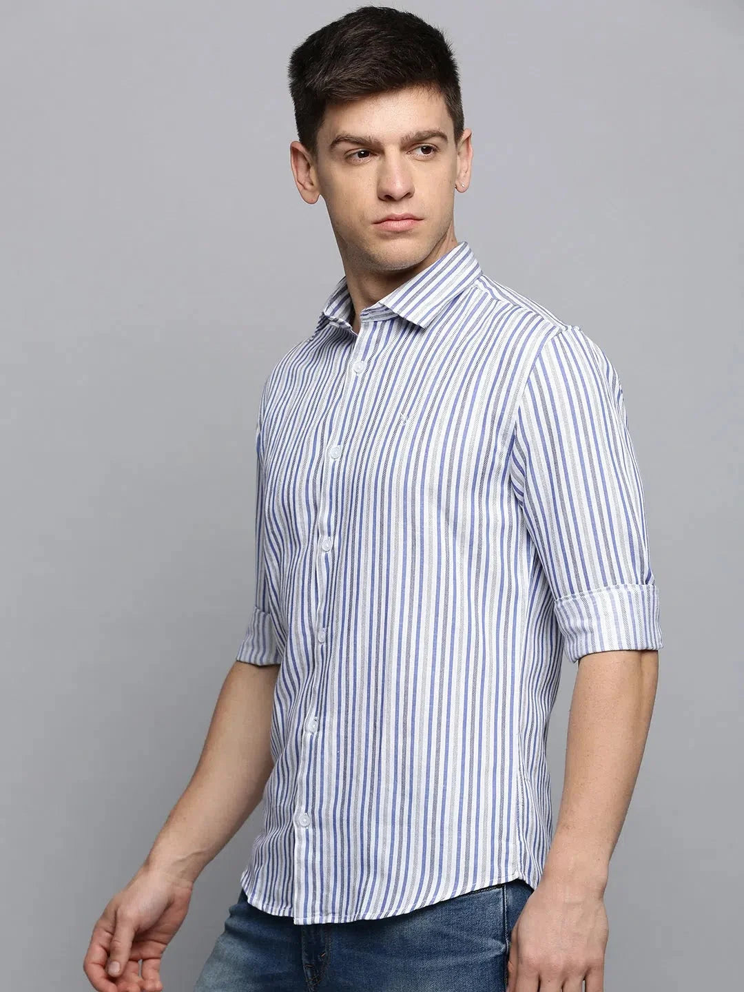 Men's White Checked Cotton Shirt - Casual Style