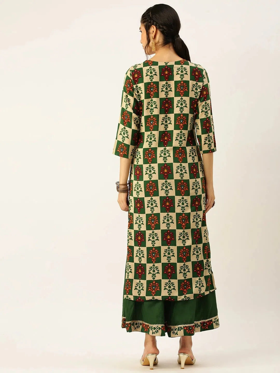 Green Printed Women's Kurta Sets | Cotton Indian Kurta Sets - Style 1