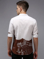 Men White Printed Casual Shirt-LARGEPRINT-1665-White