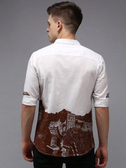 Men White Printed Casual Shirt-LARGEPRINT-1665-White