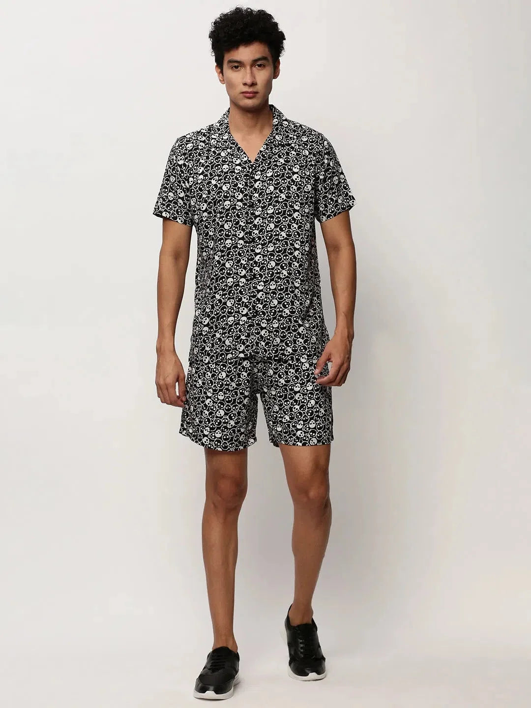 Black Printed Co ord Sets Men - Casual Two Piece Sets Online