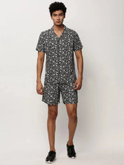 Men Black Printed Casual Co ords-AM-105-4-Black