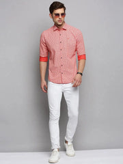 Men Orange Printed Casual Shirt-JUPITERPRINT-3387-Orange