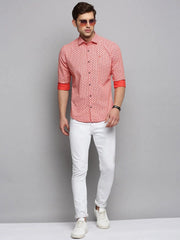Men Orange Printed Casual Shirt-JUPITERPRINT-3387-Orange