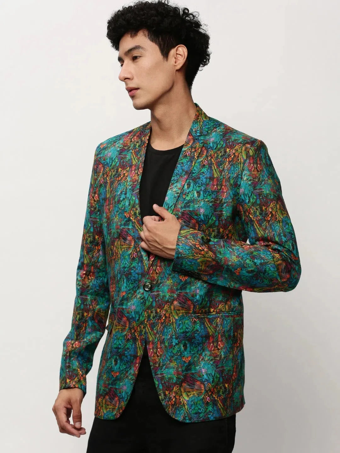 Men's Printed Nehru Jacket | Blue Indian Nehru Jackets