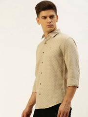 Men Beige Printed Casual Shirt-REPLAYPRINTSLINEN-3458-Beige