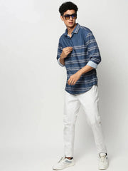 Men Blue Striped Casual Casual Shirts-IMPORTEDSTRIPE-5471-Blue