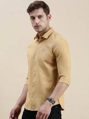 Men Khaki Solid Casual Shirt-CASPERPLAIN-5102-Khaki