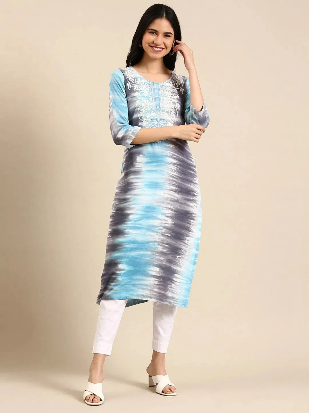 Blue Printed Kurta | Stylish Indian Kurta Ladies Collection
