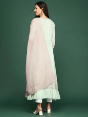 Women's Green Embroidered A-Line Kurta-DW-9741-Green