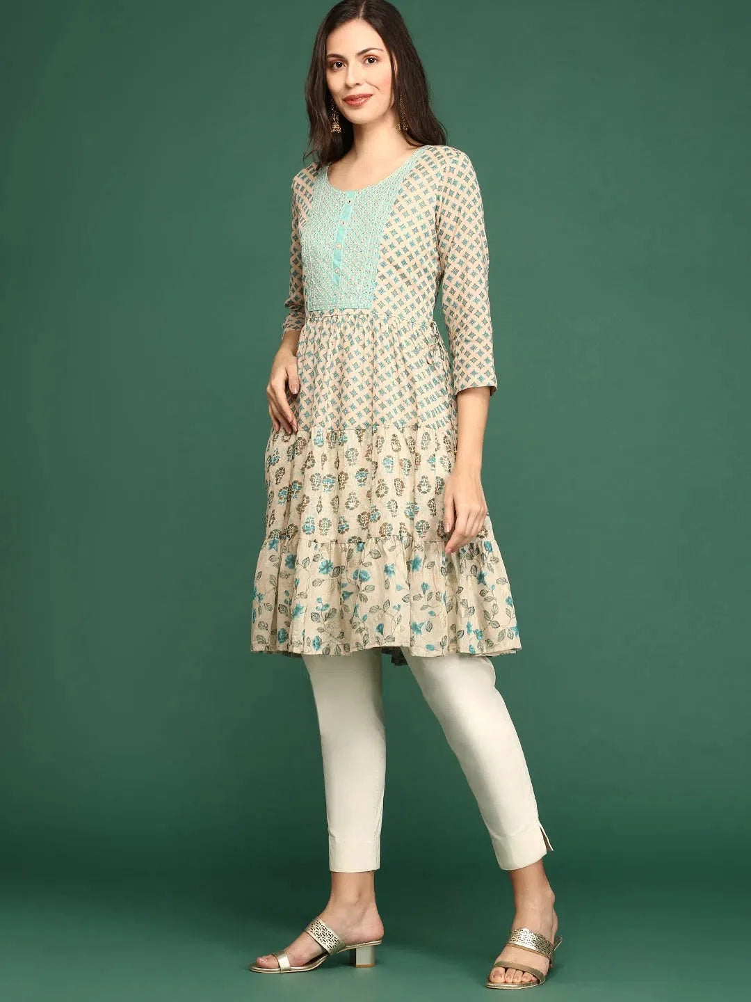 Beige Cotton Kurta - Women's Indian Kurta | Casual Cotton Kurti