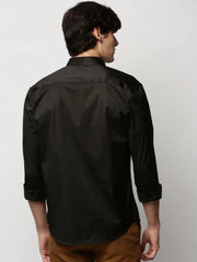 Men Black Solid Casual Casual Shirts-TAVANTAPLAIN-5517-Black