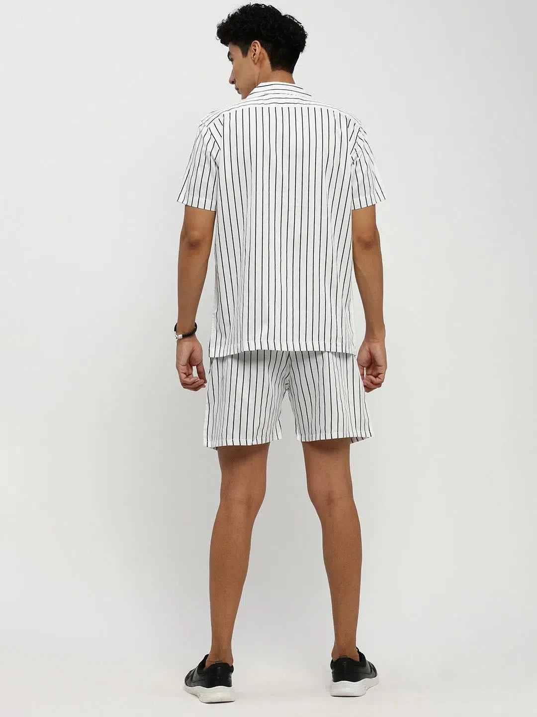 Men's White Striped Co ord Set | Showoff Two Piece Sets