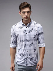 Men Purple Printed Casual Shirt-MAXKNITS-1643-Lavender