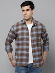 Men Blue Checked Casual Shirt-RUGGEDCHECKS-4181-Blue