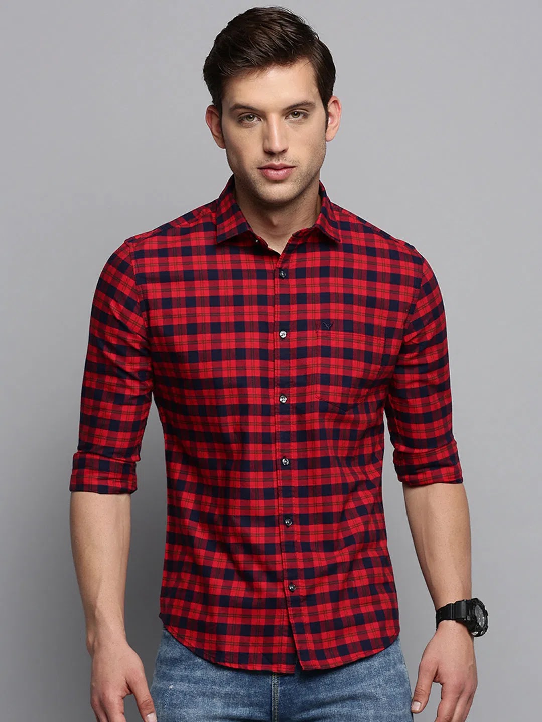 Wholesale Men Red Checked Casual Shirt