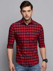 Men Red Checked Casual Shirt-BOXERCHECKS-3350-Red