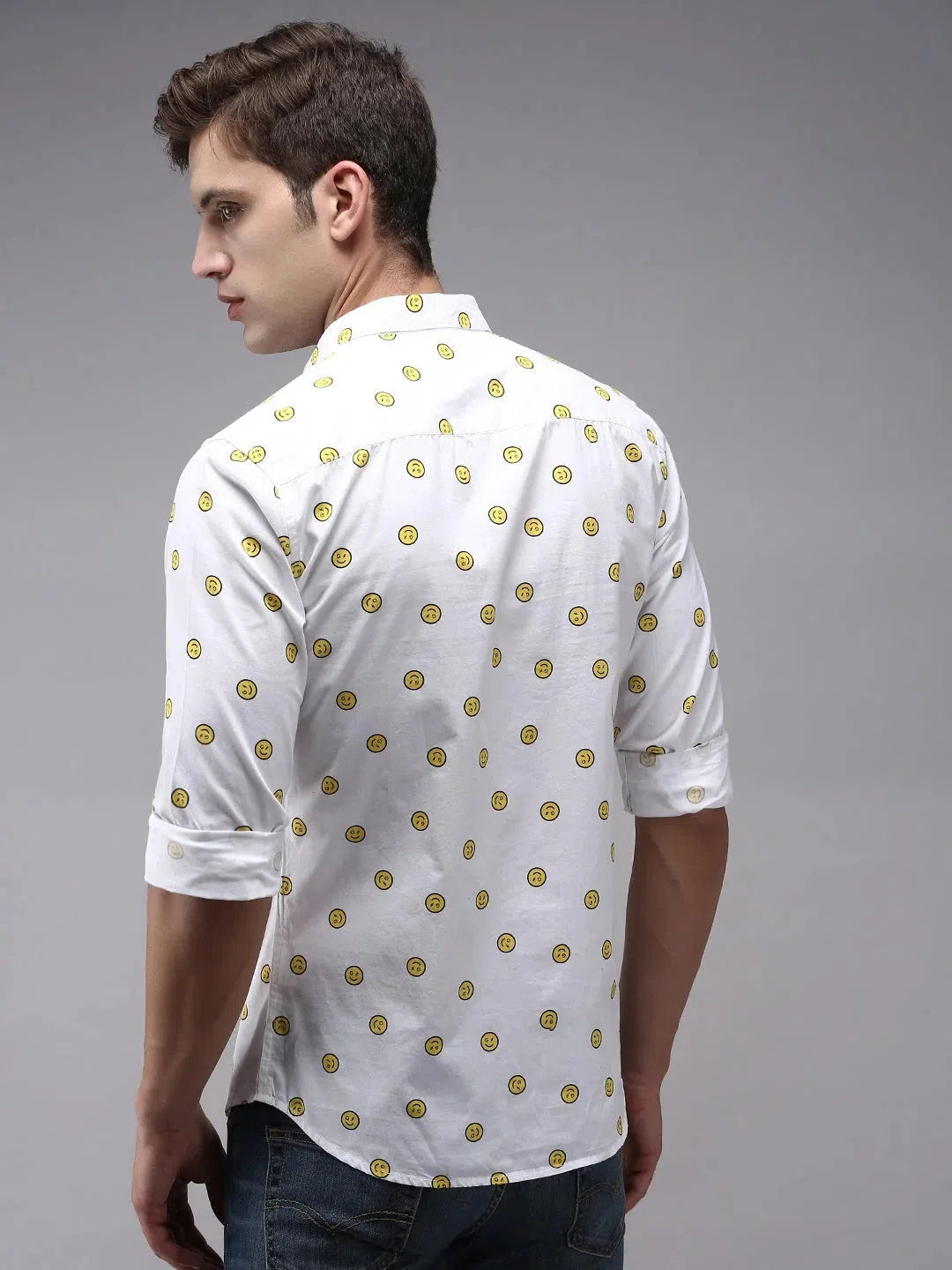 Stylish White Printed Cotton Mens Shirt | Casual Style