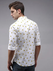 Men White Printed Casual Shirt-ORIGINPRINT-1738-White