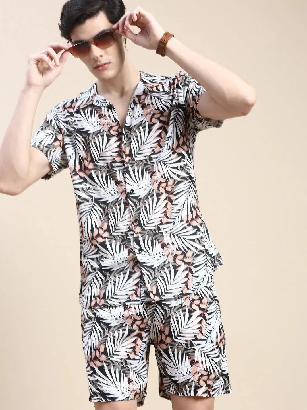 Men Black Printed Casual Co ord Set-AM-92-2-Black