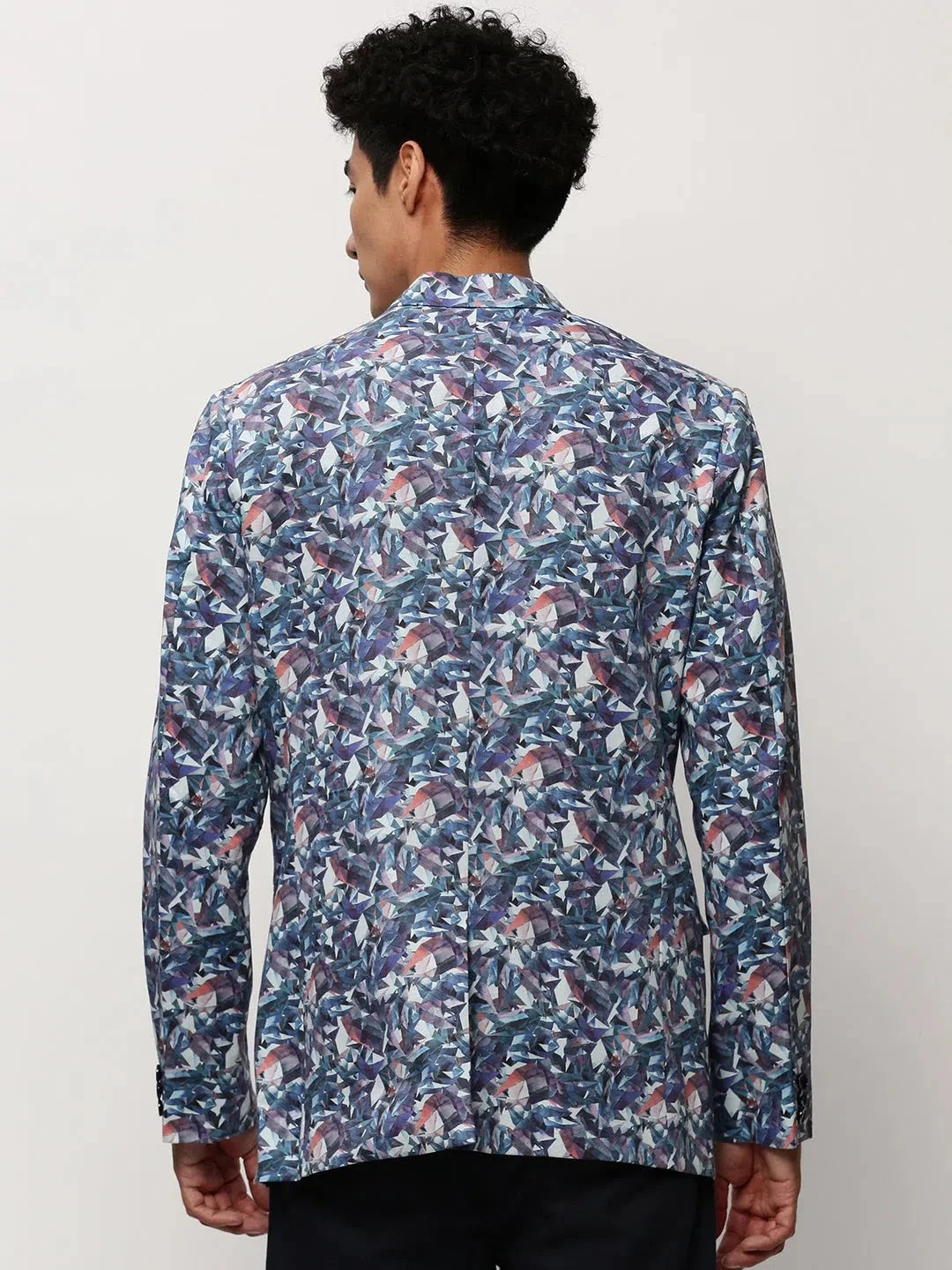 White Printed Cotton Men's Casual Blazer | Ethnic Nehru Jackets