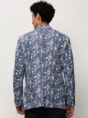 Men White Printed Casual Blazers-SOBLZ-082-19-White
