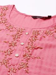 Women's Pink Solid Kurta SetKC-880-Pink