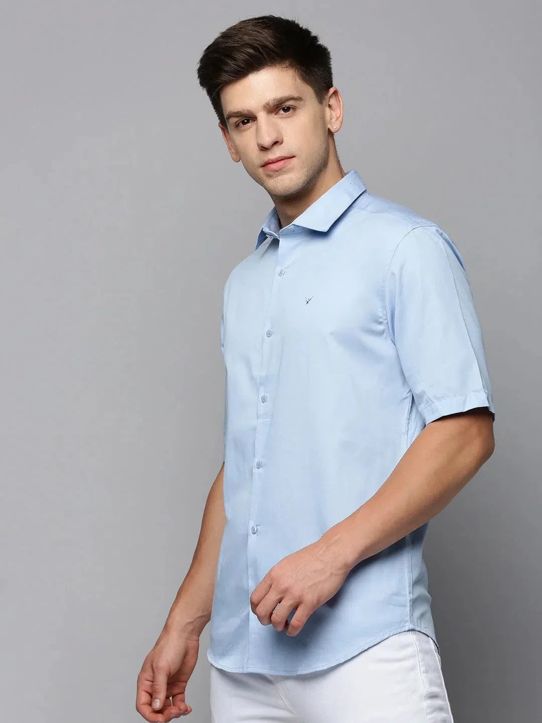 Mens Blue Solid Casual Shirt | Cotton Shirt | DesiQlo