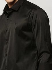 Men Black Solid Casual Casual Shirts-TAVANTAPLAIN-5517-Black