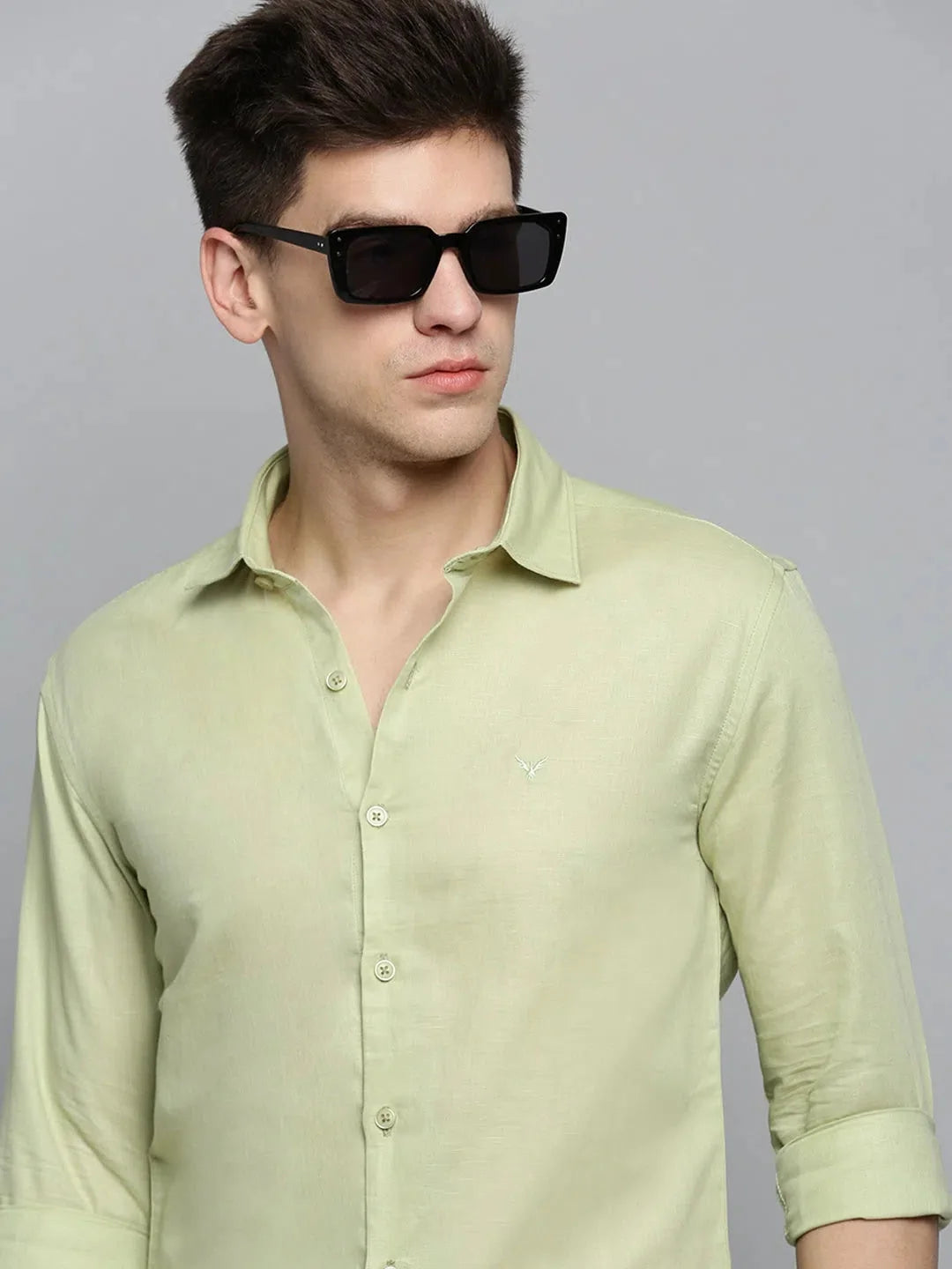 Green Solid Cotton Mens Shirt | Casual & Stylish - DesiQlo
