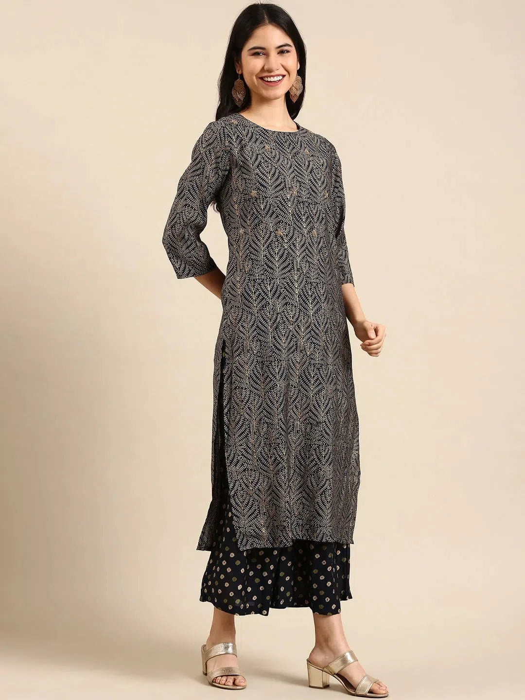 Women's Blue Printed Kurta Set | Cotton Indian Kurta Sets