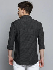 Men Black Checked Casual Shirt-TRISTANCHECKS-4308-Black