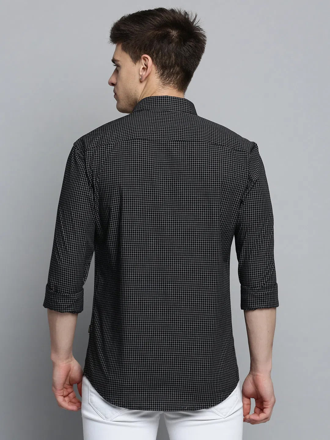 Black Checked Mens Shirt - DesiQlo Cotton Casual Shirt