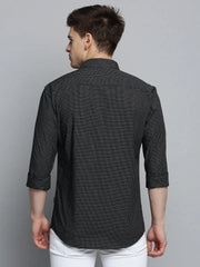 Men Black Checked Casual Shirt-TRISTANCHECKS-4308-Black