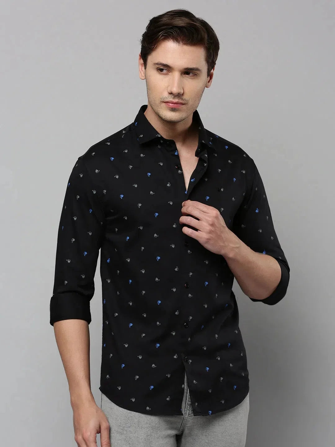 Black Printed Cotton Shirt - Trendy Mens Shirt Collection