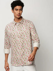 Men White Floral Casual Casual Shirts-AMALTHEA-1806-White
