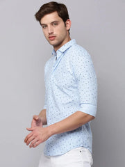 Men Blue Printed Casual Shirt-TKTPRINT-123-Blue