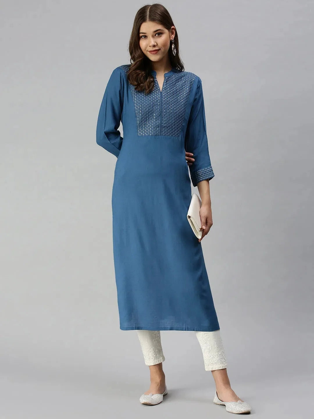 Green Viscose Indian Kurta for Women - Solid Style Kurti