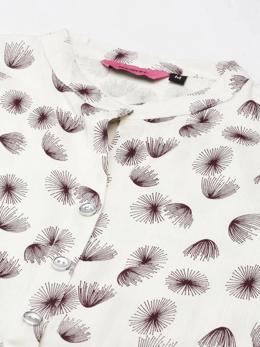 Beige Printed Indian Kurtis - Women's Straight Kurta Cotton